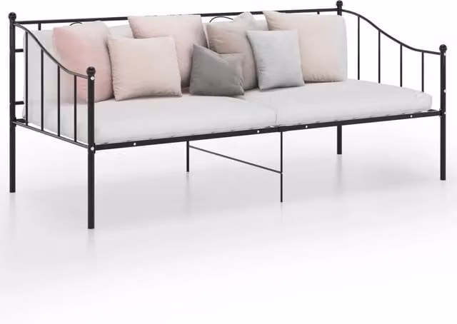 Divano Letto Telaio Nero in Metallo 90x200 cm 324773