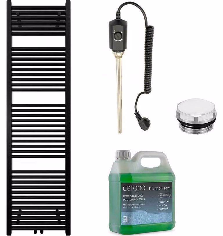 Set di radiatori elettrici da bagno Lincoln - 600W - nero opaco - 1800x500 mm