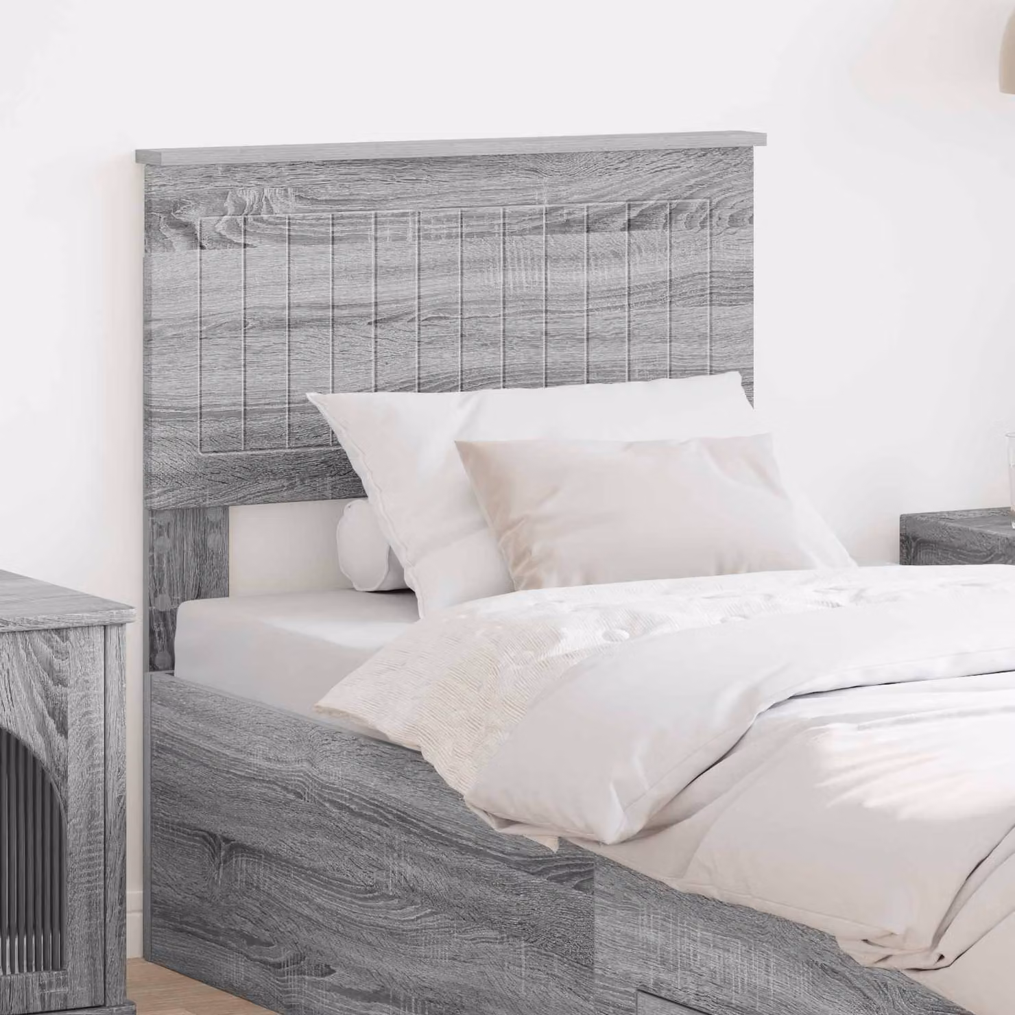 Testiera per letto moderna vidaXL in legno ingegnerizzato grigio