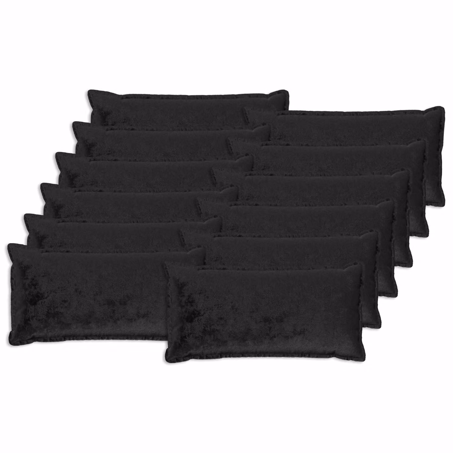 Set di 12 federe vidaXL HOUTEN in flanella nera, L 40 cm x P 80 cm