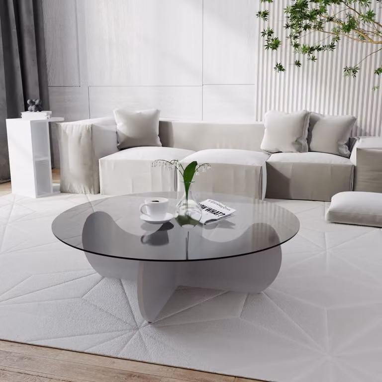 Skye Decor, Himalaya, tavolini, bianco, vetro, 90 x 30 x 90 cm