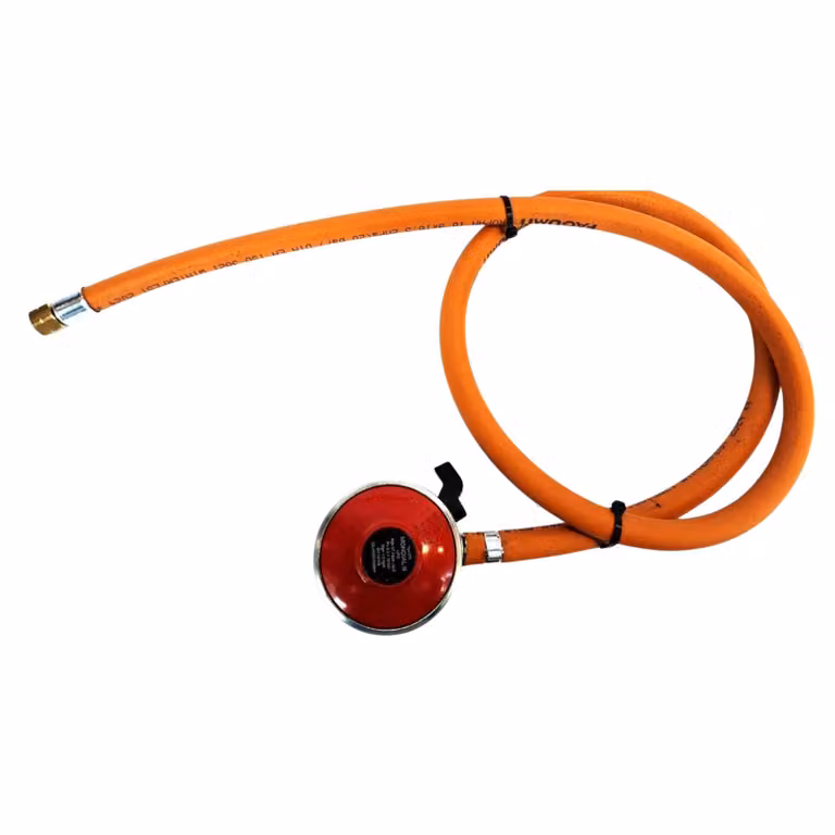 Set tubo gas propano-butano Zatech con regolatore Quick-on 1,5 m 37-50 mbar Ø9,0 mm 27 mm Raccordo a clip 1/4" filettatura sinistrorsa Barbecue a gas Riscaldatore da campeggio