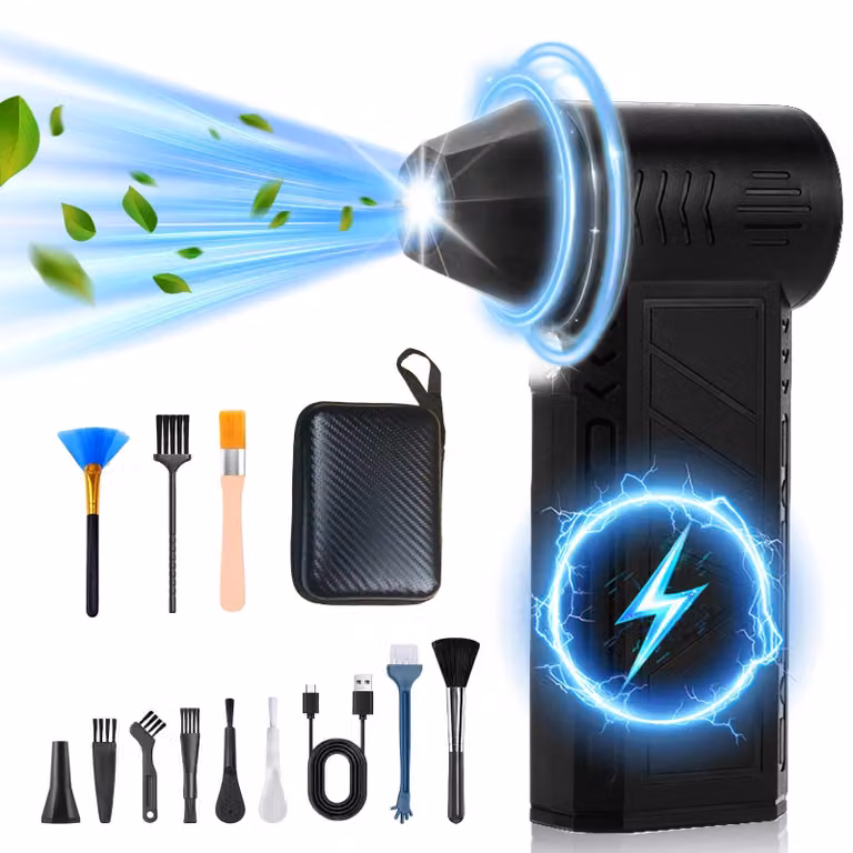 Aspirapolvere elettrico portatile con torcia, 4 velocità, 130.000 giri/minuto, batteria da 5000 mAh