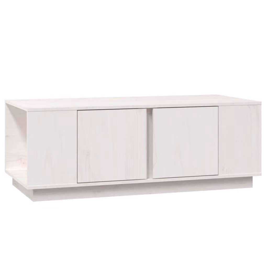 Tavolino da Salotto Bianco 110x50x40 cm Legno Massello di Pino