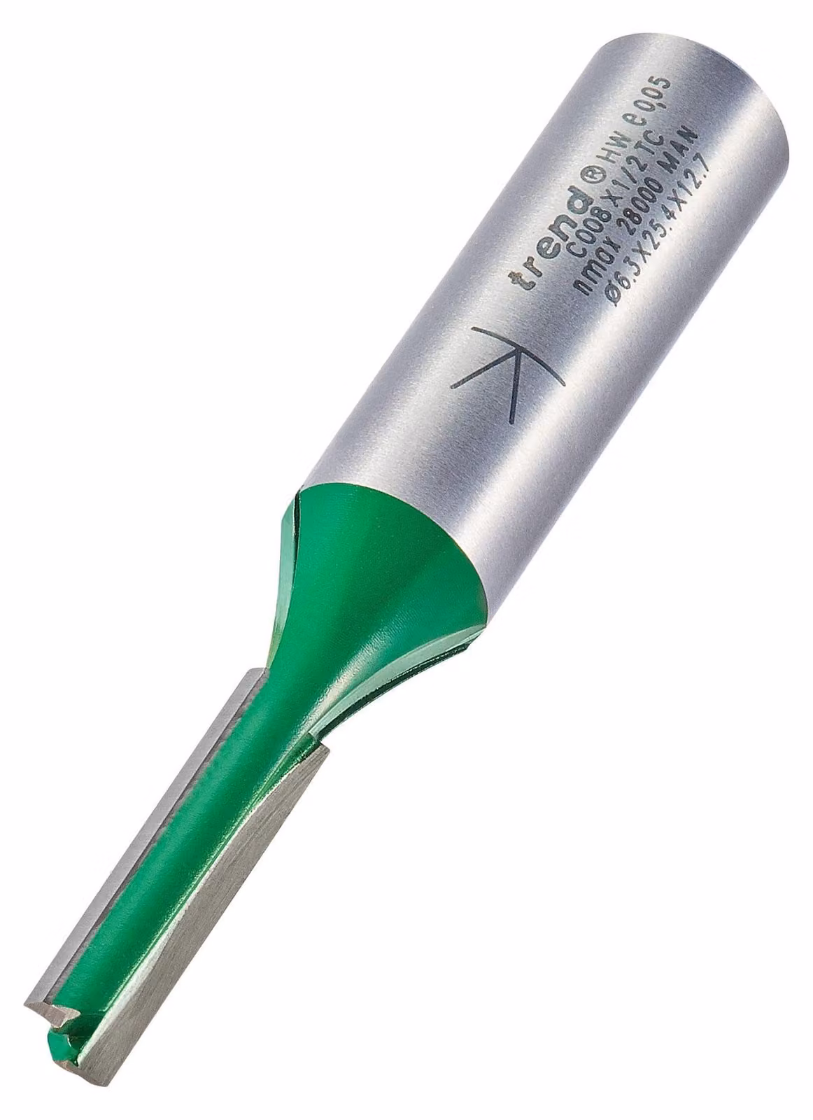 Fresa a due taglienti con gambo da 1/2 pollice e diametro di taglio di 6,3 mm