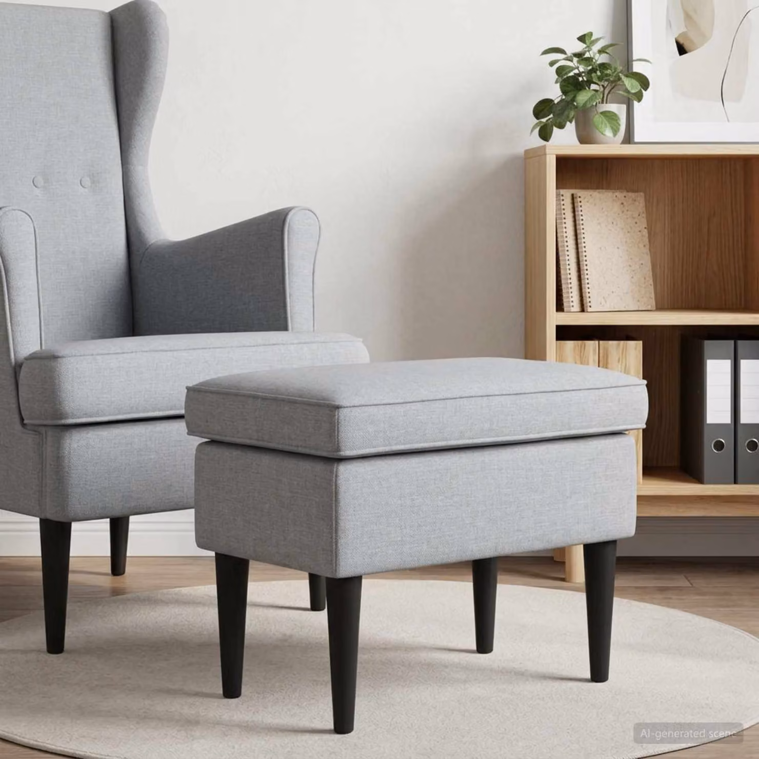 vidaXL Poggiapiedi Moderno in Tessuto Grigio con Struttura in Legno e Rivestimento Rimovibile L: 55 cm, P: 35 cm, H: 41 cm