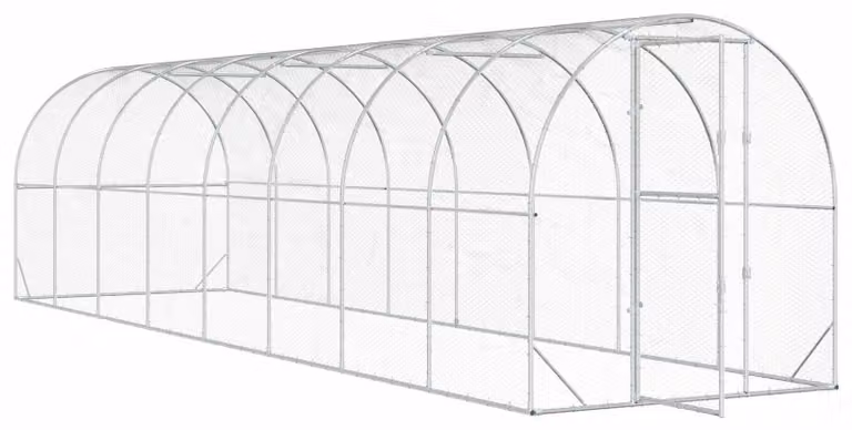 Alloggio per polli, modello Silber, dimensioni 800 x 200 x 200 cm, realizzato in acciaio zincato