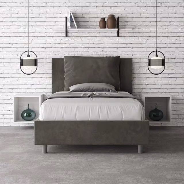 Letto imbottito Ityhome Antea in microfibra grigio L: 110 cm, P: 222 cm, H: 125 cm – 1