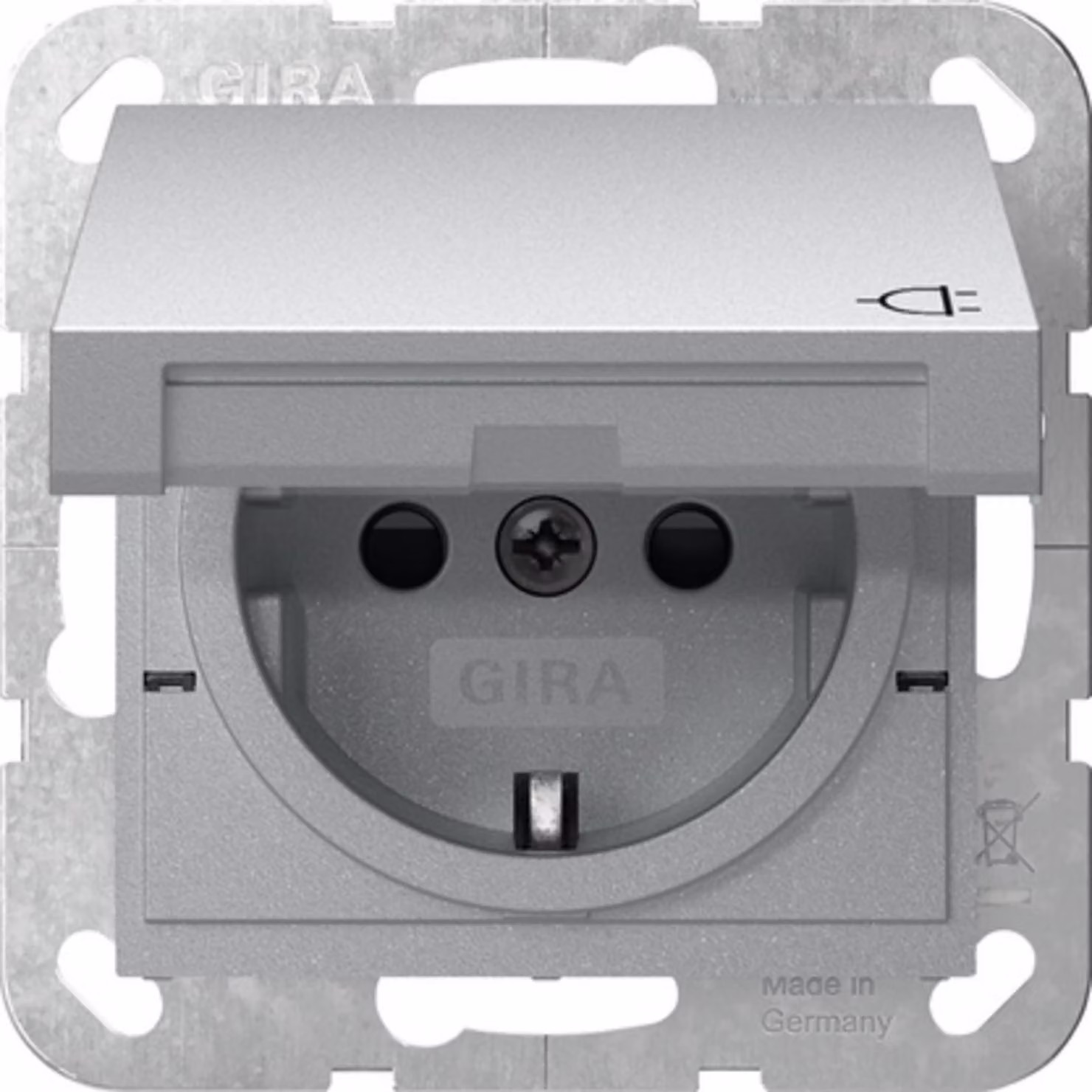 Gira 041426 Presa di corrente con coperchio incernierato + protezione tattile avanzata E2/Event alluminio