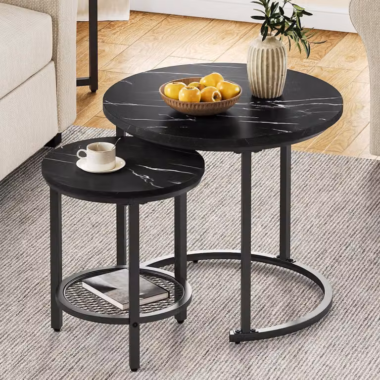 Set di 2 tavolini da salotto moderni con spazio contenitivo