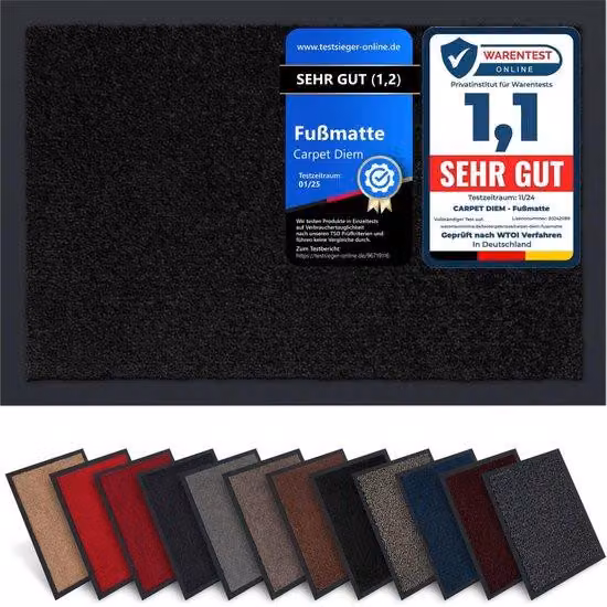 Tappetino antiscivolo per ingresso, setole, 40x60 cm, nero
