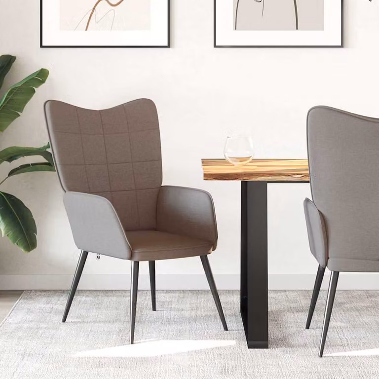 Sedia Relax vidaXL in tessuto beige e grigio con struttura in metallo e braccioli