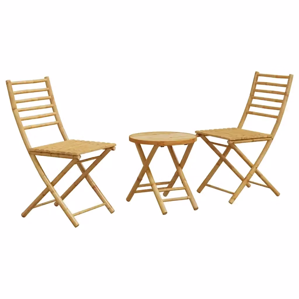 Set da Bistrò vidaXL in 3 pezzi in Bambù Beige per Giardino e Terrazzo – 2