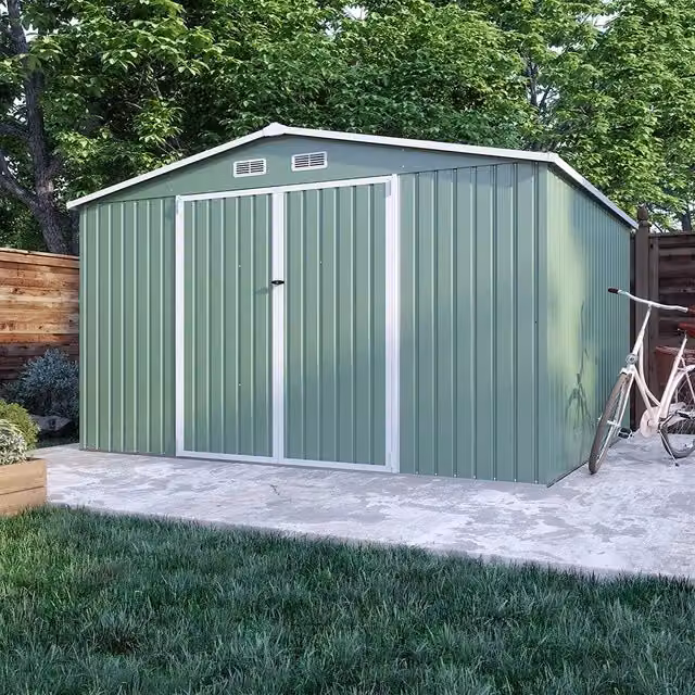 Casetta da giardino in acciaio zincato verde 3,21x2,77xh2,17 m - 129kg - 8,9 metri quadri