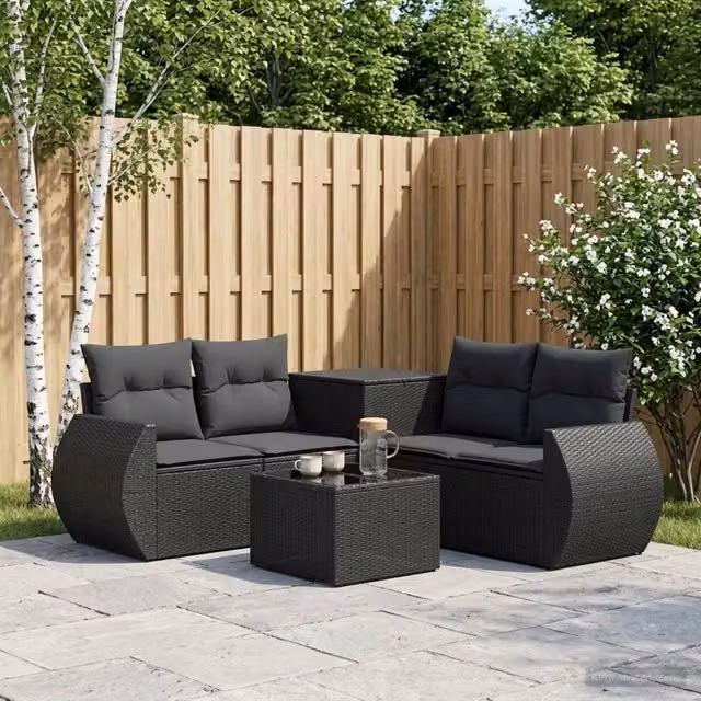 Set di divani 6 pz Nero 55 x 55 x 37 cm 3447499