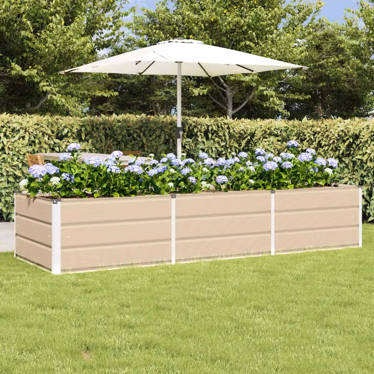 Fioriera vidaXL in acciaio e plastica, colore beige/bianco, L: 240 cm, P: 80 cm, H: 45 cm