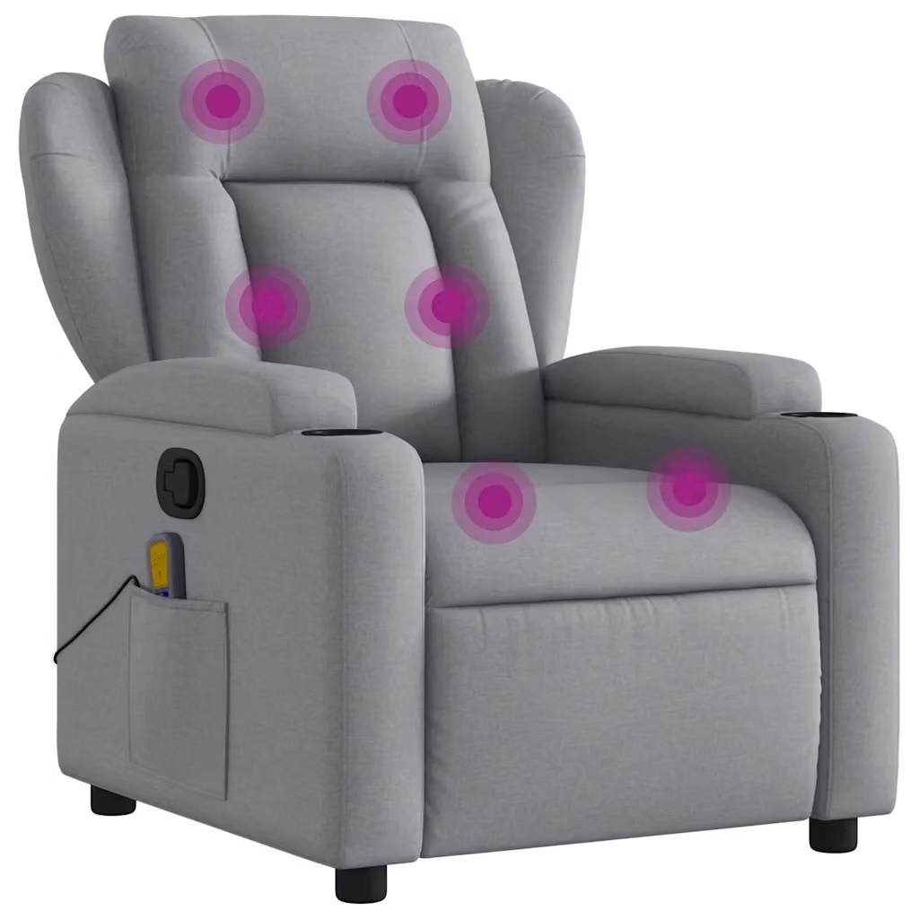 Poltrona reclinabile relax vidaXL in tessuto grigio con braccioli e leva manuale – 2