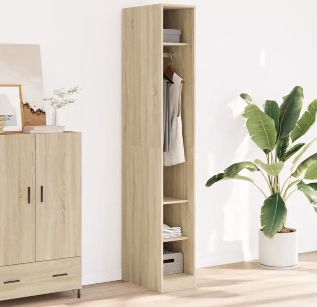Armadio con ante a battente vidaXL in legno rovere, colore marrone e beige, L: 30 cm, P: 50 cm, H: 200 cm
