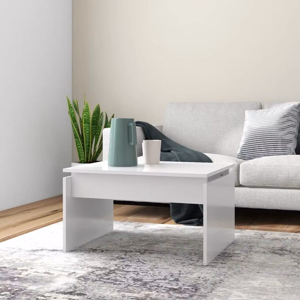 Tavolino The Living Store bianco 68x50x38 cm in materiale ligneo