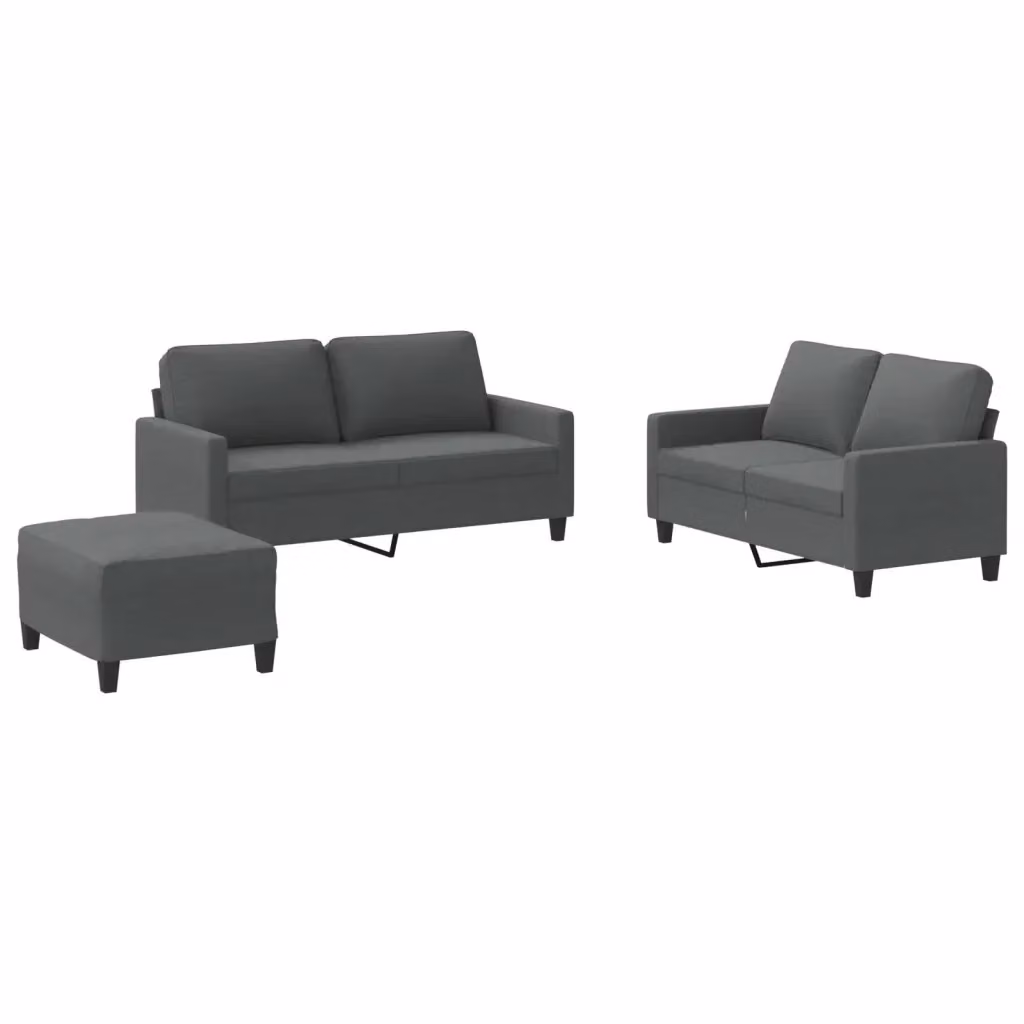 vidaXL Set di Divani 3 pz Moderno in Tessuto Grigio con Cuscini – 2