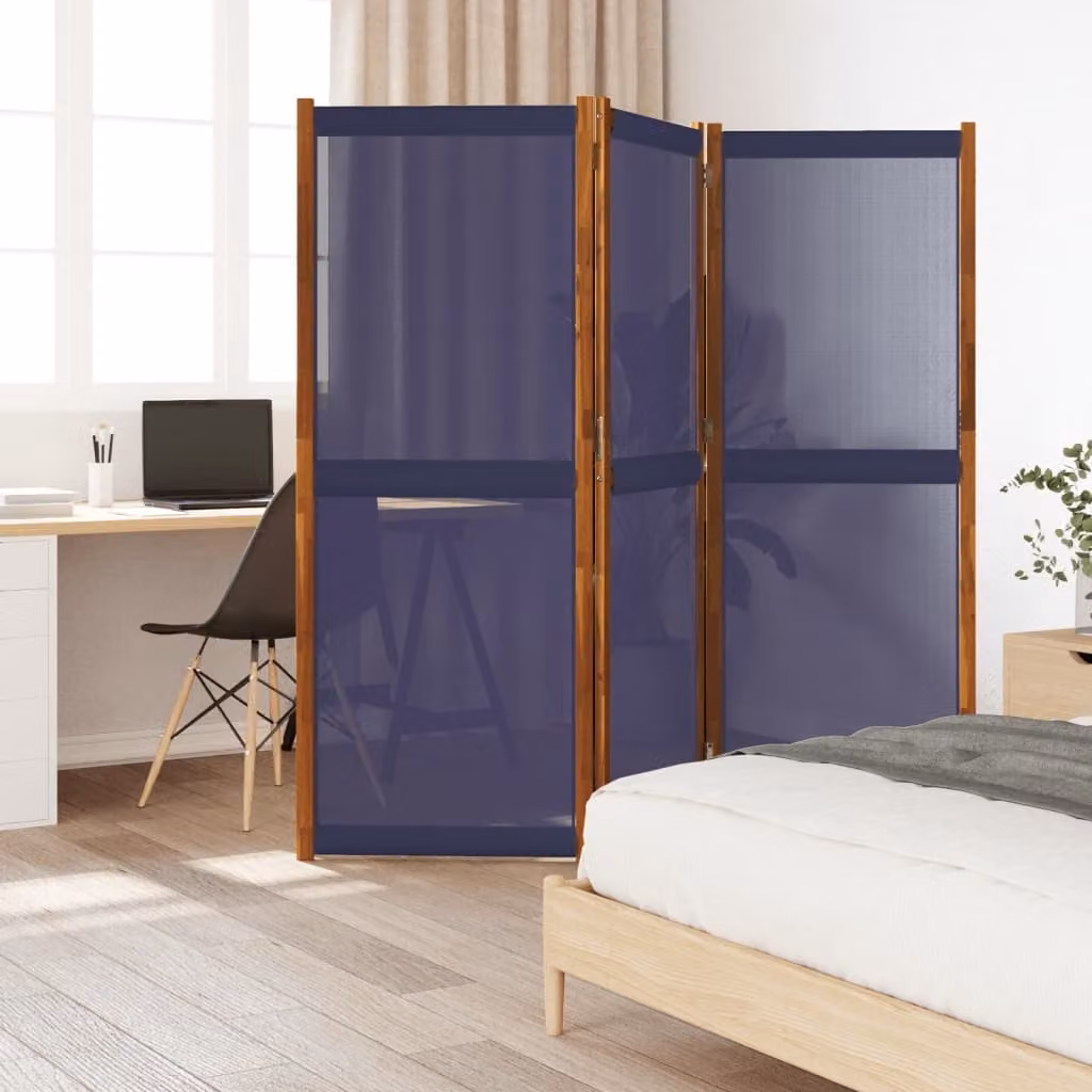 Divisorio a 3 Pannelli vidaXL in Legno di Acacia Oliato Blu, H 180 cm x L 180 cm