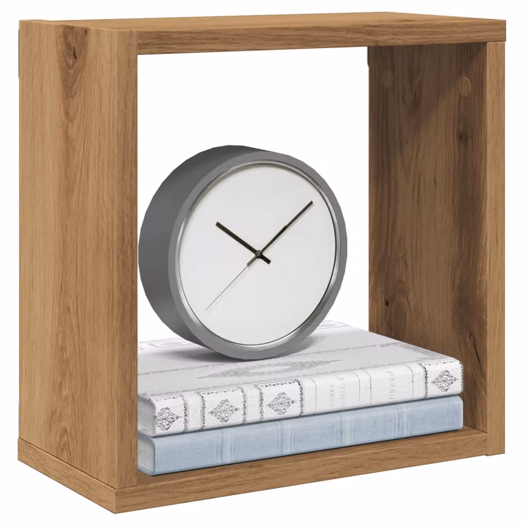 Set di 4 mensole a cubo vidaXL da parete in legno marrone, design moderno e opaco, L/P/H: 30 x 15 x 30 cm