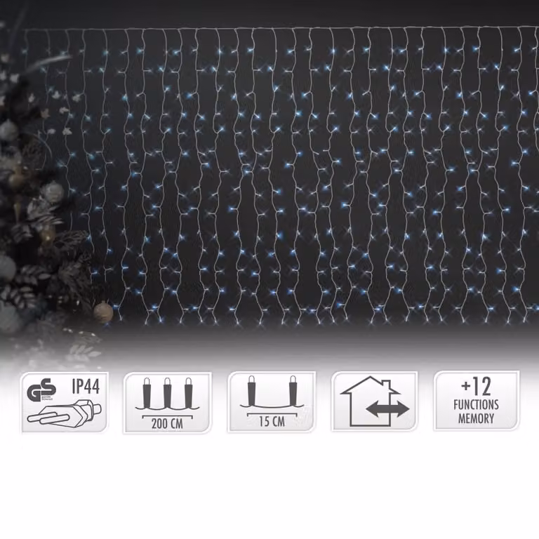Ghirlanda luminosa da 240 LED, 12 posizioni, funzione di memoria, per interni/esterni