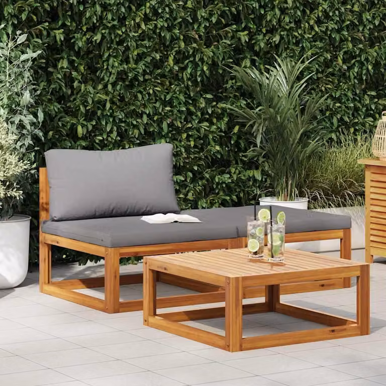 Maison Exclusive - Set da giardino 3 pezzi con cuscini in legno massello di acacia