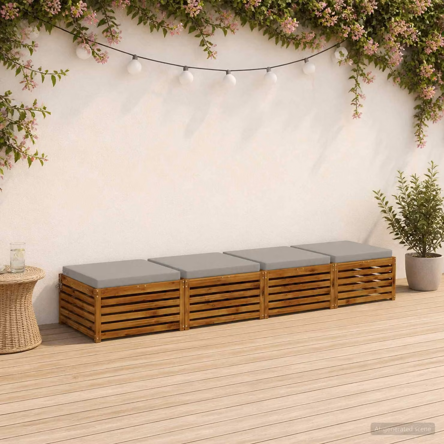 Set di 4 cuscini per sedia vidaXL in poliestere grigio con fodera rimovibile e resistenza UV