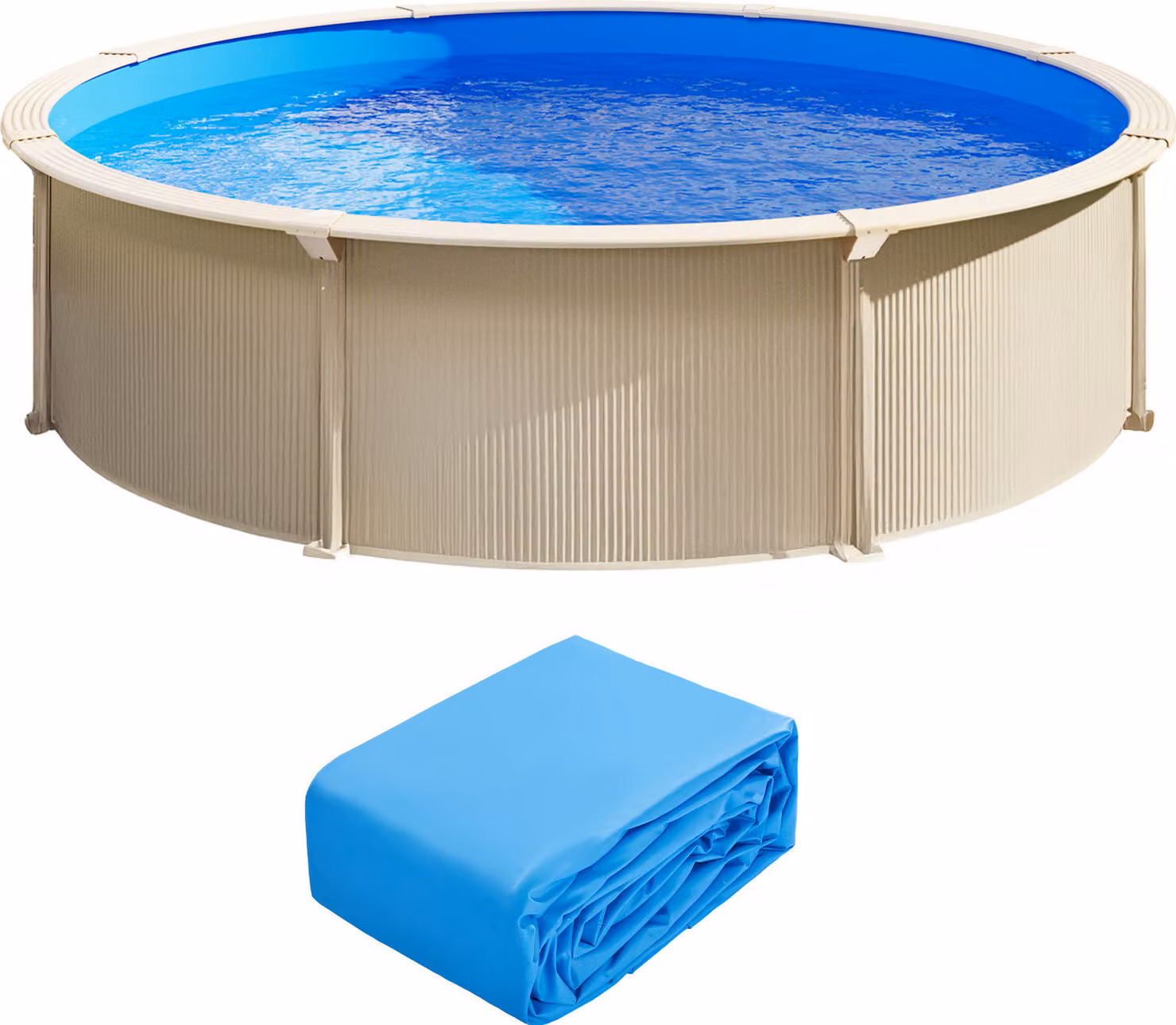 Liner per piscina SucceBuy, rotondo, 5,5 m, sovrapposizione, altezza parete 132 cm, monocolore