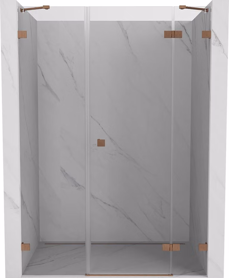 Mexen Lunar porta doccia a battente destra 160 cm, trasparente, rame spazzolato - 834S-160-050-65-00-P