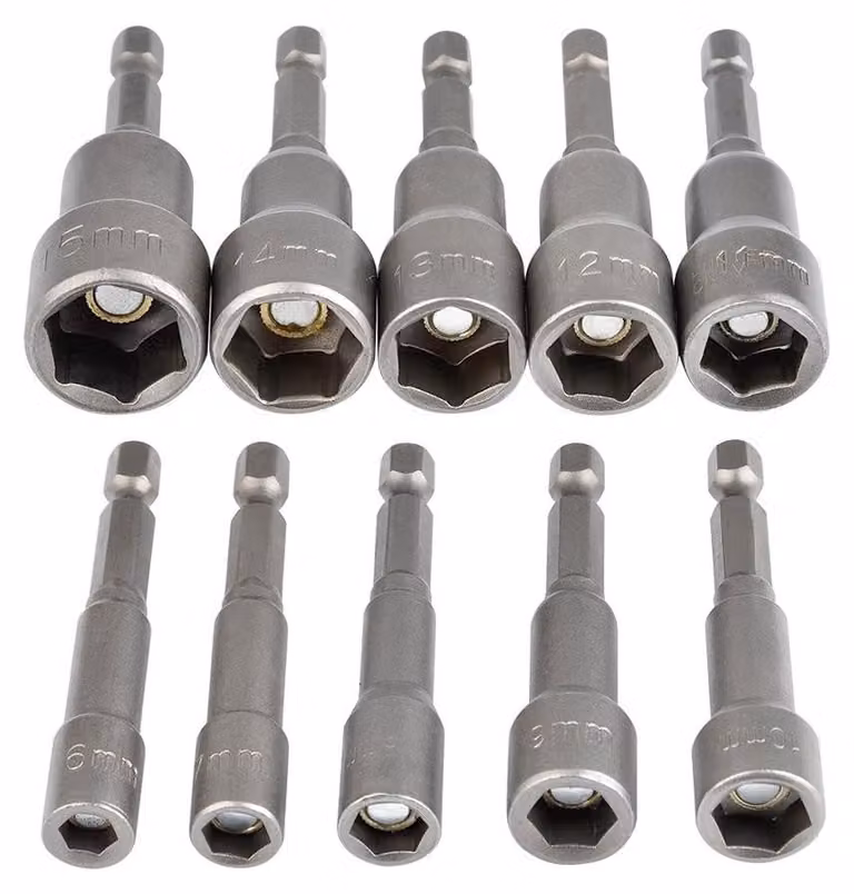 Set di 10 adattatori magnetici per chiavi a bussola