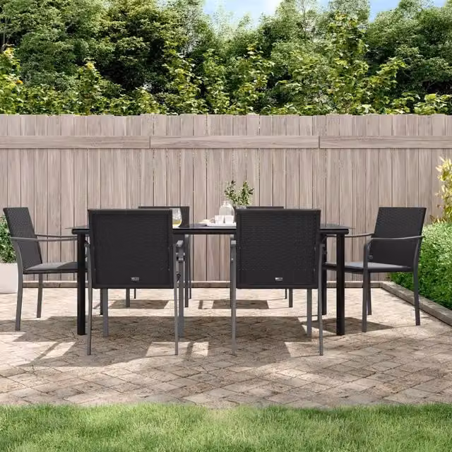 Set Pranzo da Giardino 7 pz con Cuscini in Polyrattan e Acciaio 3186967
