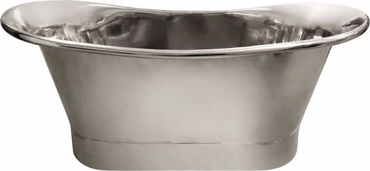 Casa Padrino Luxury Art Nouveau Copper Bathtub Matt Silver / Silver Chromed 170 x 71 x H. 71 cm - Freestanding Retro Bathtub - Rustic Copper Bathroom Furniture
