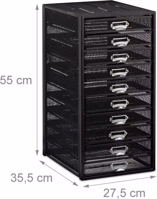 Set di 10 portalettere organizzatori moderni da ufficio 55 x 27,5 x 35,5 cm in acciaio nero 13_0006070