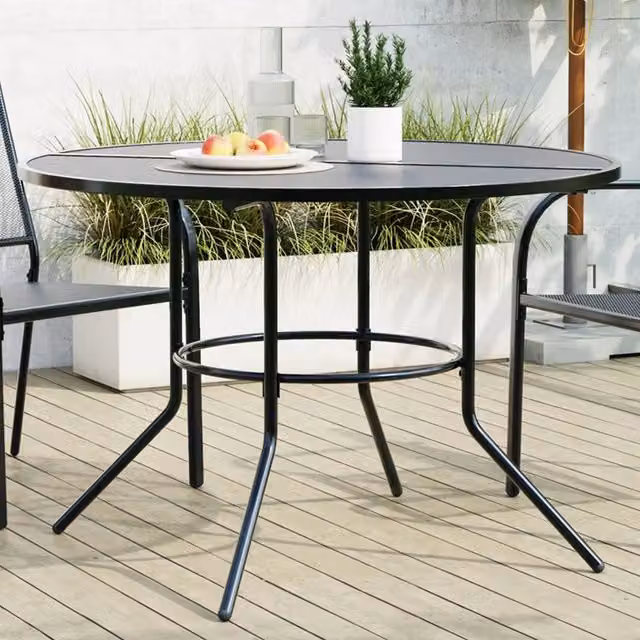Tavolo da giardino rotondo vidaXL in acciaio verniciato antracite opaco Ø 110 x H 72,5 cm