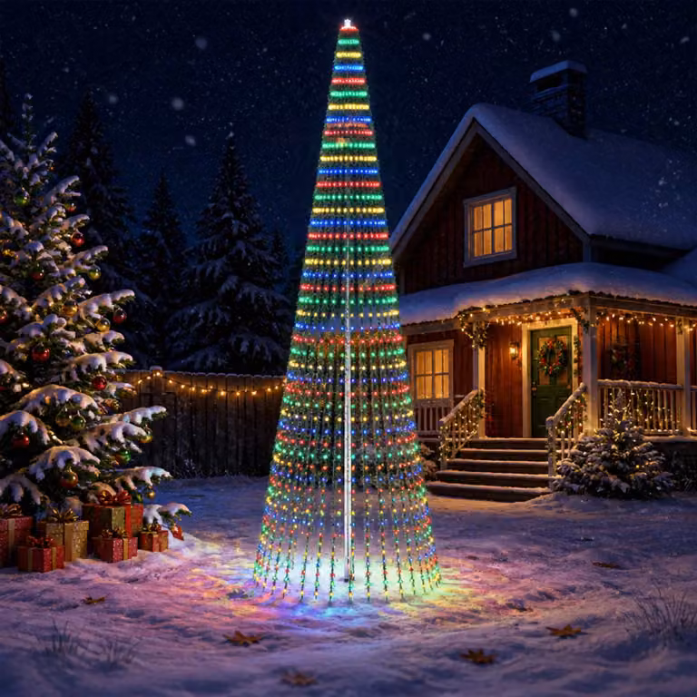 vidaXL Albero di Natale LED 470 cm 1504 LED Multicolore Acciaio Verde