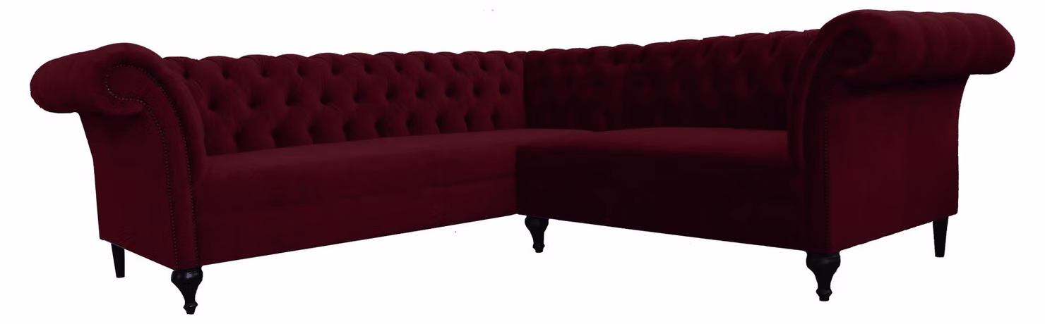 Chesterfield Ecksofa Eckcouch Designer Sofa Couch Samt Ledersofa SLIII Sofa №82