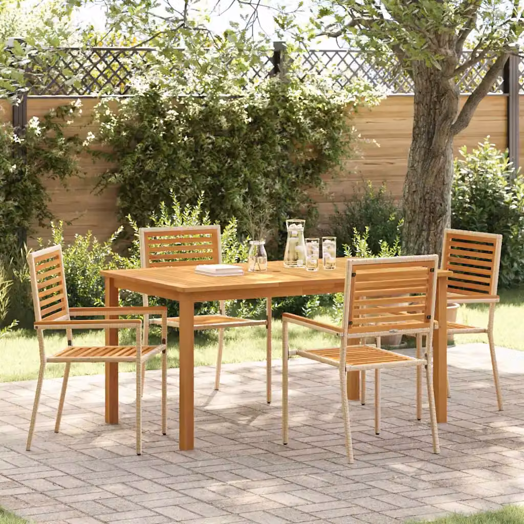 Set da pranzo per giardino e terrazza vidaXL in legno di acacia e rattan beige e marrone – 1