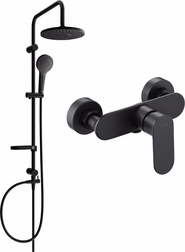Mexen Erik set doccia montato esternamente con soffione e miscelatore doccia Milo, nero - 71340205-70