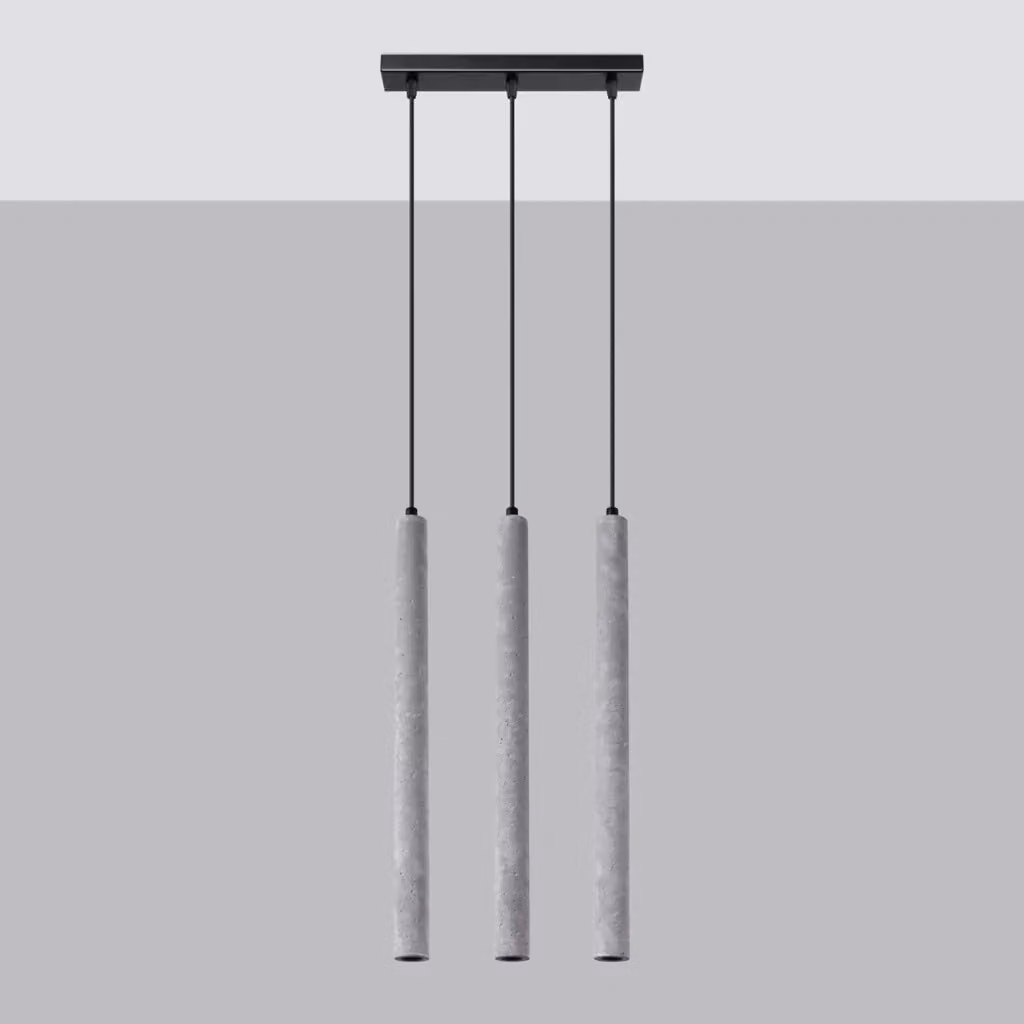 Lampada a sospensione Pure Lume in cemento e metallo grigio con 3 lampadine G9 – 2