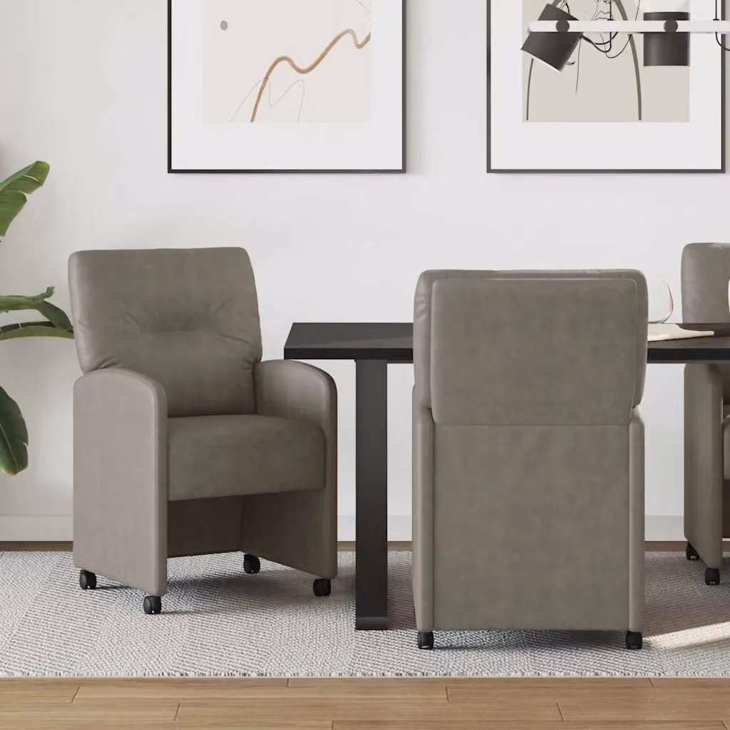 Set di 2 sedie da pranzo con ruote vidaXL in pelle sintetica grigia