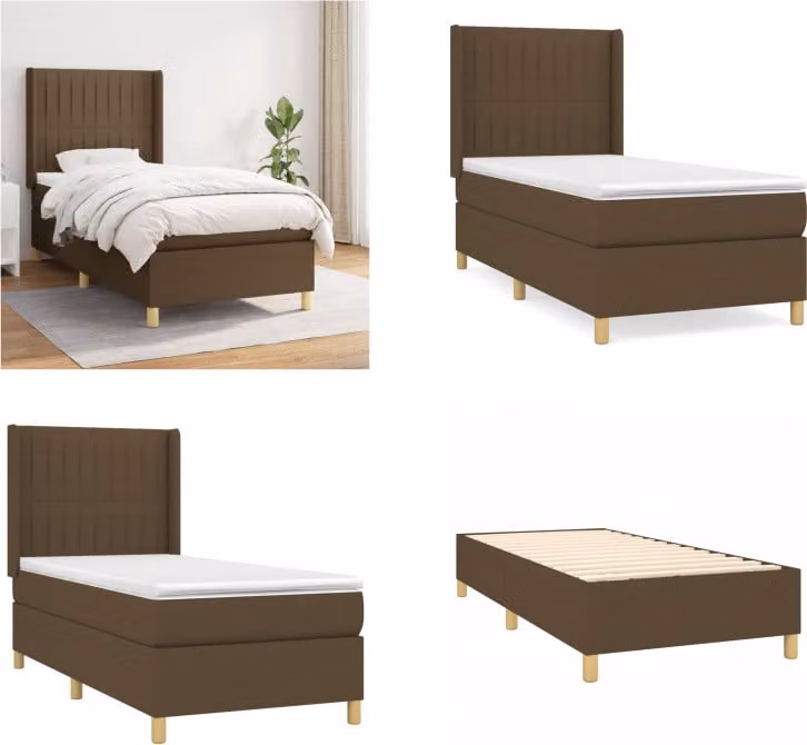 vidaXL Letto a molle con materasso in tessuto marrone scuro 80x200 cm - Letto a molle - Boxspringbetten - Bett - Schlafzimmermöbel