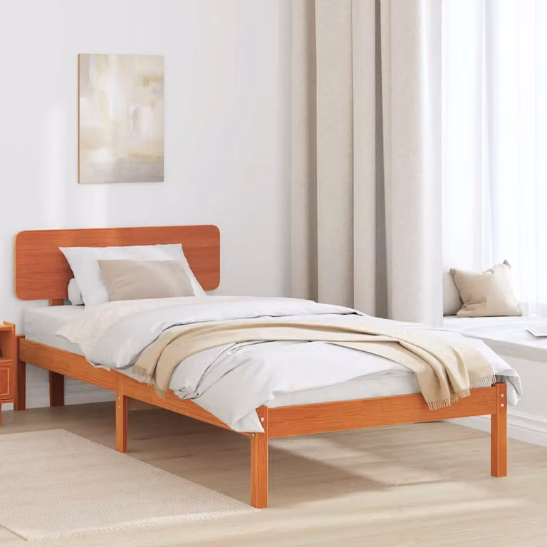 Struttura del letto in pino massello vidaXL, colore marrone cerato, L 200 x L 80 cm