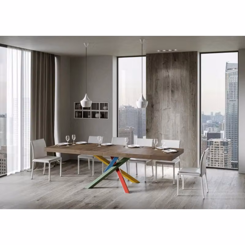 Tavolo allungabile Volantis Premium ITAMOBY colore Noce con telaio in metallo e piano in legno L: 160-420 cm, P: 90 cm – 2