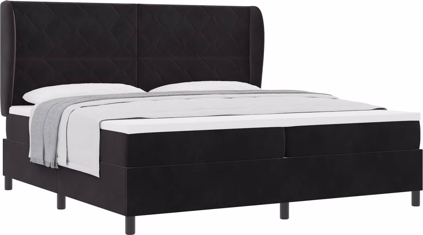 Letto boxspring con materasso nero 200 x 200 cm poliestere