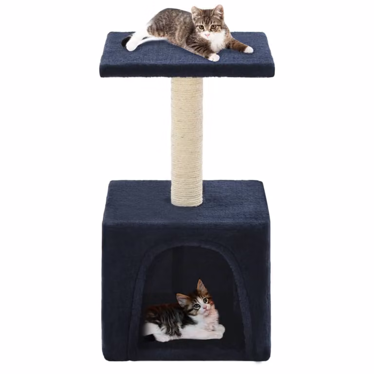 The Living Store Gatto Graffiatoio in Sisal 55 cm Blu Scuro