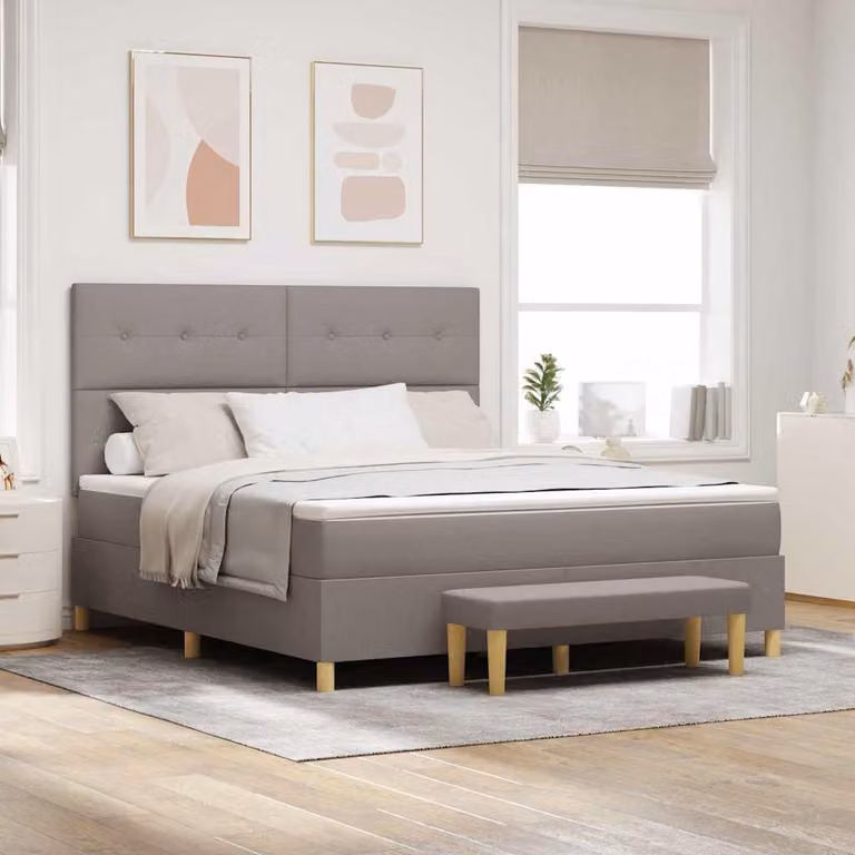 Maison Exclusive - Letto boxspring con testiera color taupe 200 x 180 cm in tessuto