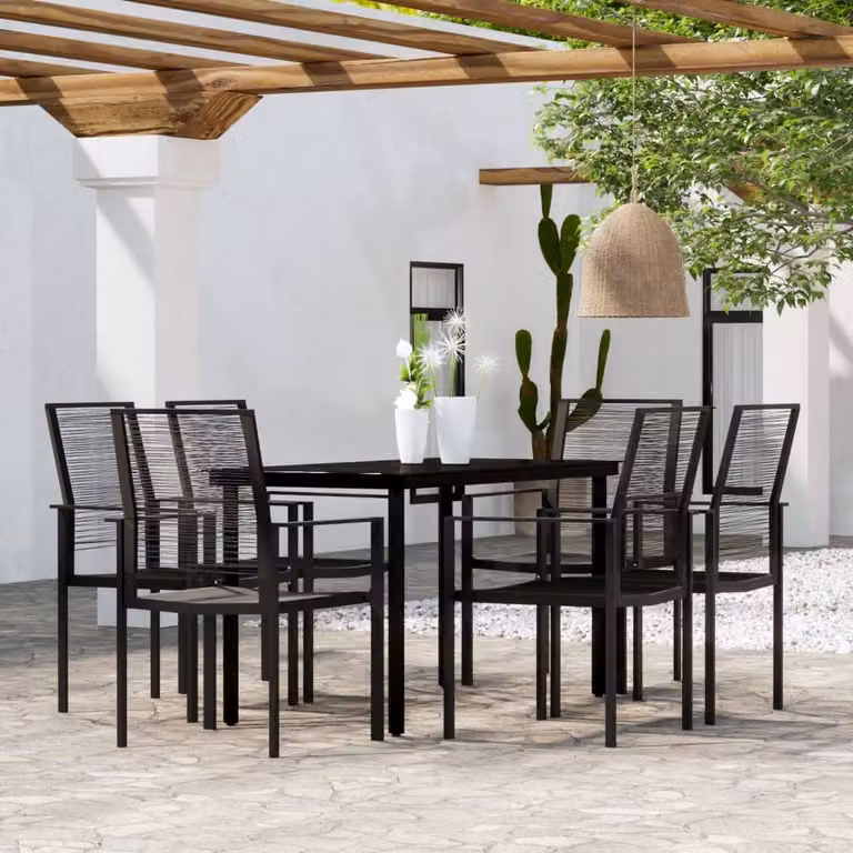Maison Exclusive - Set da pranzo da giardino 7 pezzi nero