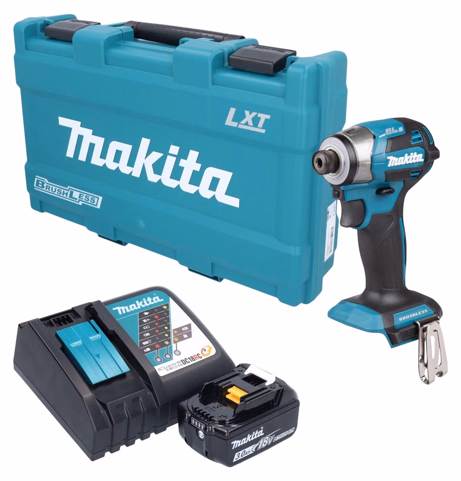 Avvitatore a impatto a batteria Makita DTD 173 RF1K 18 V 180 Nm 1/4" brushless + 1 batteria da 3,0 Ah + caricabatterie + valigetta